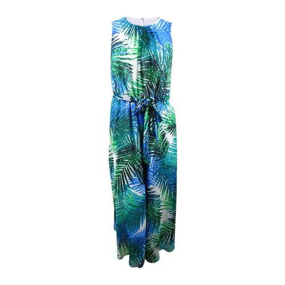 Calvin Klein Women's Plus Size Palm-Print Maxi Dress - Capri - Picture 1 of 2